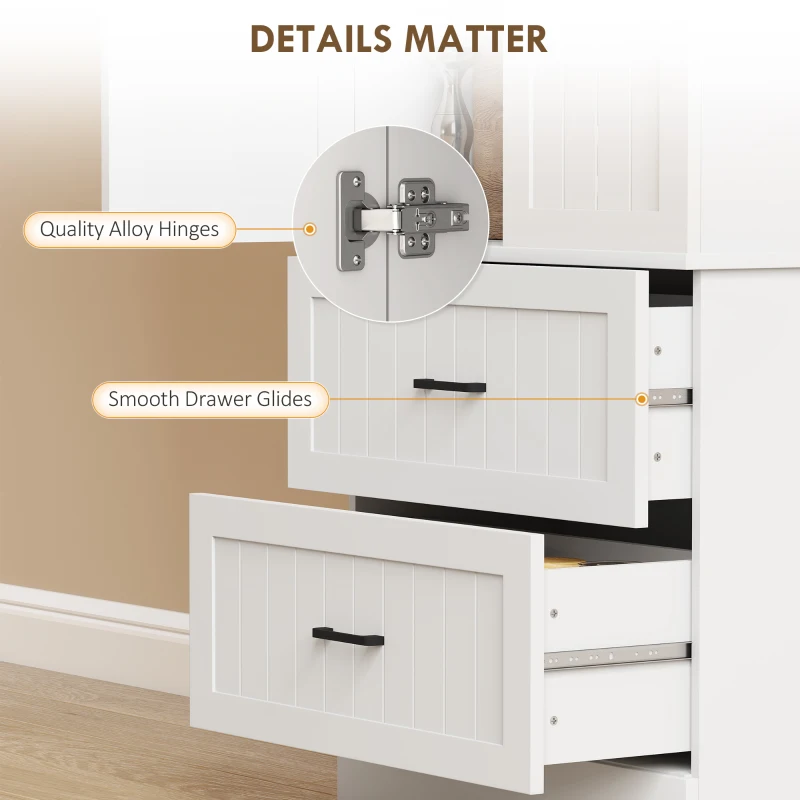 HOMCOM Tall Pantry Cabinet, 67" Kitchen Storage Cabinet with Adjustable Shelves and 2 Drawers for Kitchen, Dining Room, White