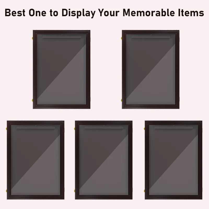 HOMCOM 24" x 32" Hockey Jersey Frame, Jersey Shadow Box for Basketball, Football, Baseball, Brown