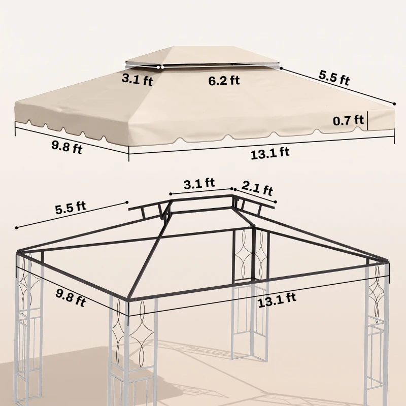 Outsunny Model 84C-101 or 84C-144 13' x 10' Gazebo Replacement Canopy, Gazebo Top with Double Vented Roof (TOP ONLY), White
