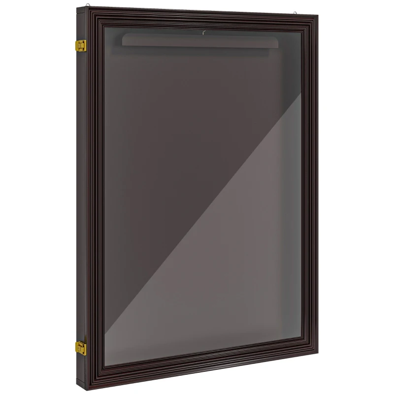HOMCOM 24" x 32" Hockey Jersey Frame, Jersey Shadow Box for Basketball, Football, Baseball, Brown