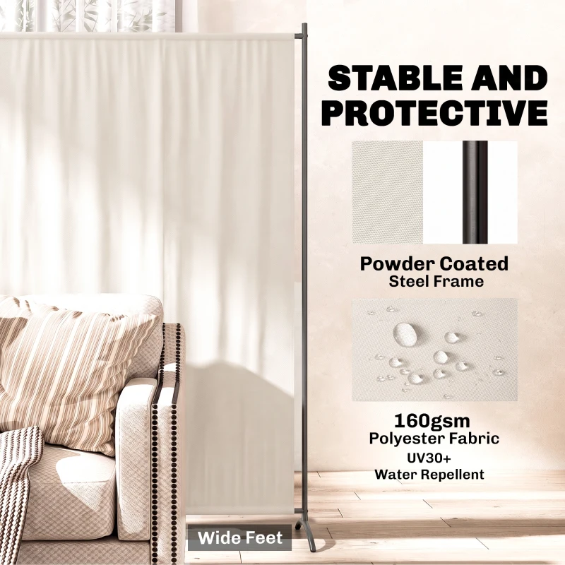 Outsunny Outdoor Privacy Screen, 5.9FT Tall Room Divider with UPF30+ Protection, Freestanding Privacy Panel, Beige