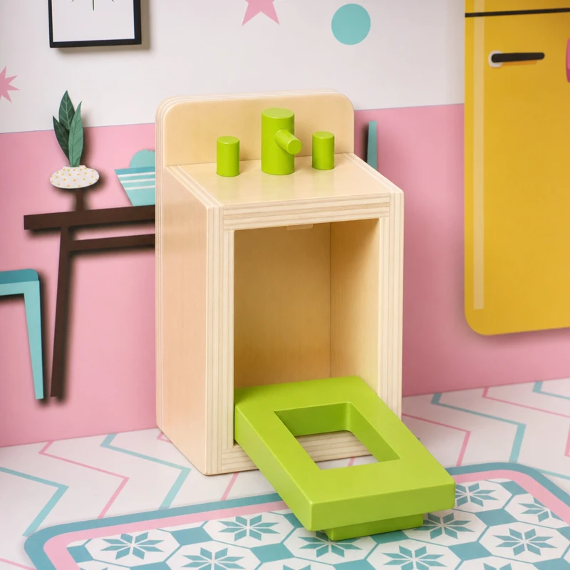 Qaba Wooden Doll House, Large 3-Storey Modern Dollhouse with 6 Rooms and 10 Accessories, for Girls Boys 3-6 Years, Pink