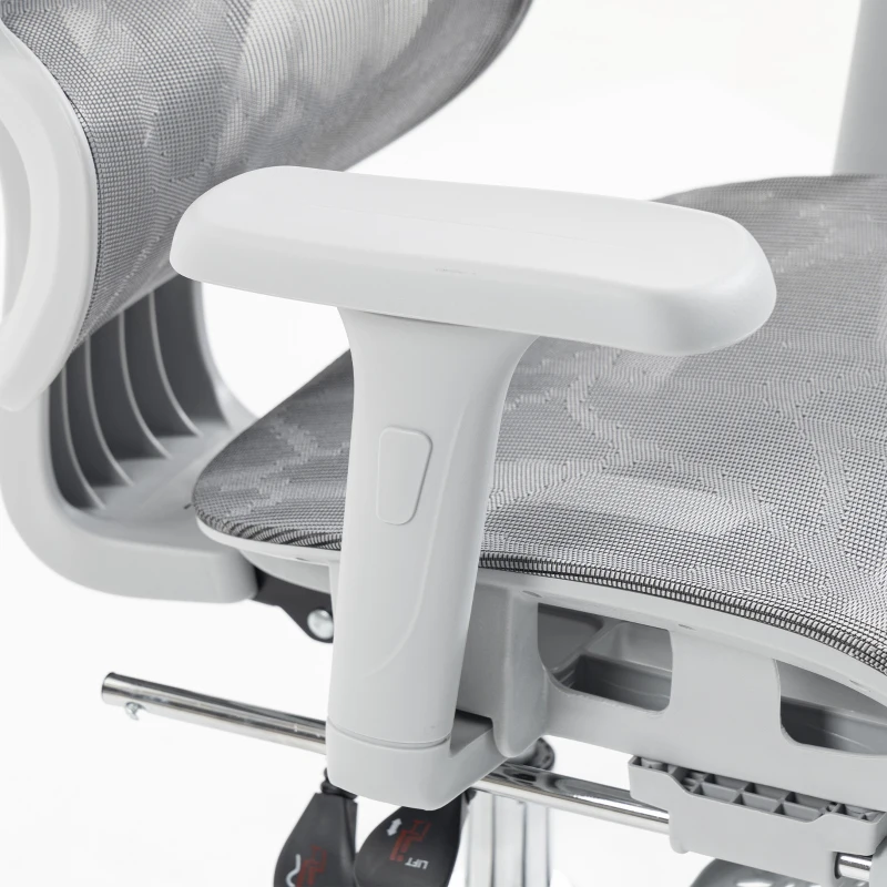 HOMCOM Ergonomic Office Chair with Lumbar Support, 2D Headrest, Mesh Reclining Desk Chair with Footrest, Swivel Wheels, Grey