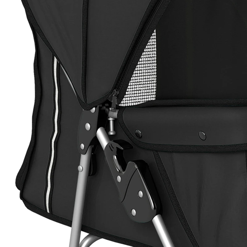 PawHut Pet Stroller with Reflective Strips, Foldable Cat Stroller with 360° Swivel Wheels for Small Dogs and Cats, Black