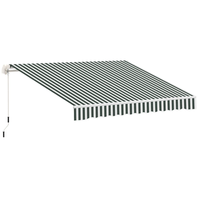 Outsunny 11' x 10' Retractable Awning Fabric Replacement Outdoor Sunshade Canopy Awning Cover, UV Protection, Green and White