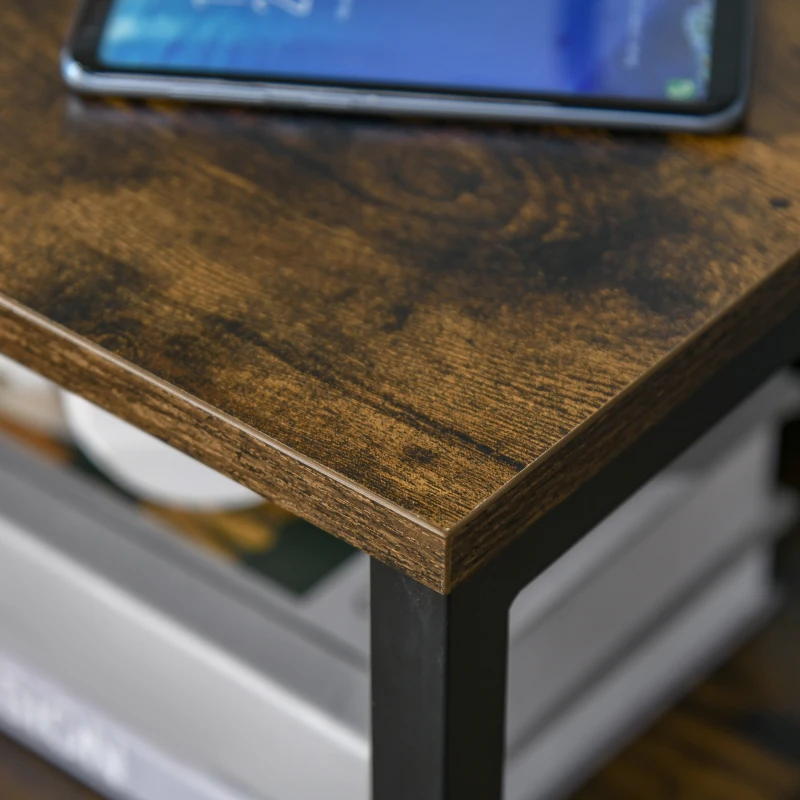 HOMCOM Industrial Side Table with 2 Drawers Accent Table Versatile Night Stand End Desk for Living Room Bedroom Rustic Brown