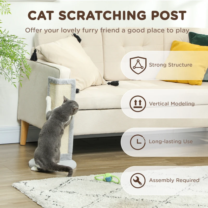 PawHut Cat Scratching Post for Indoor Kittens, 22"H Cat Scratch Post with Sisal Scratching Pad, Stable Base
