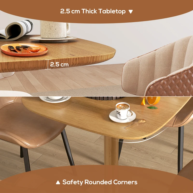 HOMCOM Dining Table for 4 People - Modern Kitchen Table with Wood-Effect Top, 27.6" x 27.6", Natural Wood