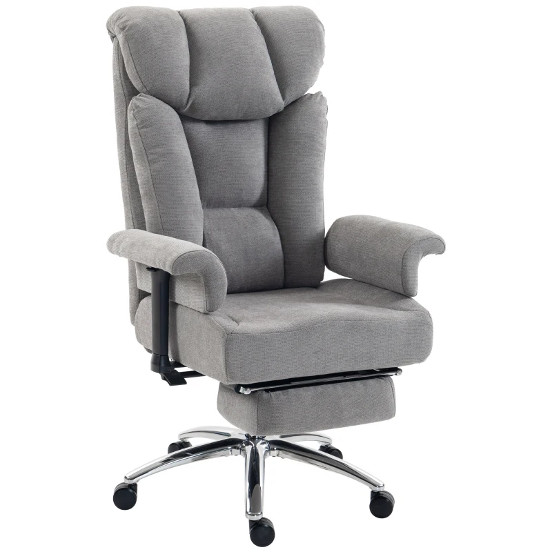 HOMCOM 550lbs Big and Tall Office Chair, Heavy Duty Executive Desk Chair with Adjustable Padded Armrests and High Back, Grey