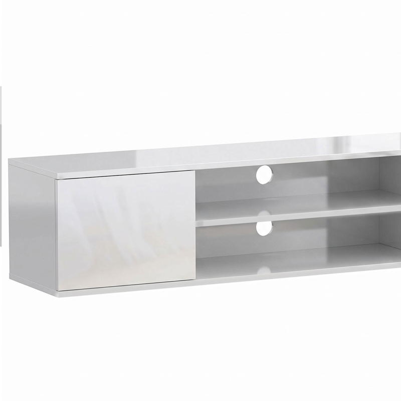 HOMCOM Floating TV Stand Cabinet for TVs up to 60", Wall Mounted TV Unit with Open Shelf, Storage Cupboards, White