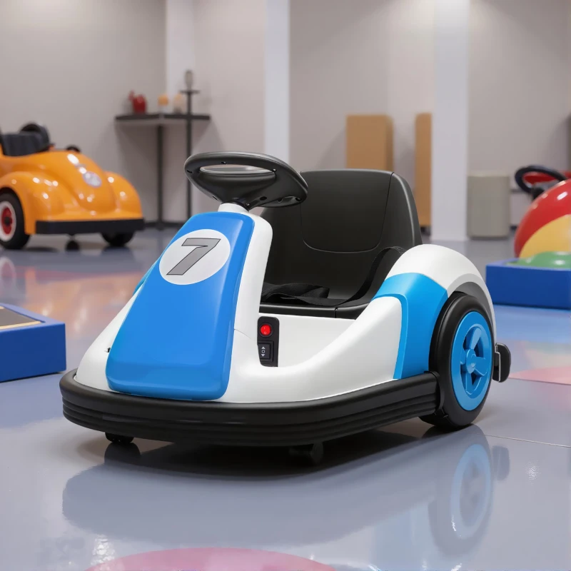 Qaba 6V Bumper Car, Electric Car for Kids with Slow Start, 360° Spin, Music and Horn for 37-72 Months, Blue