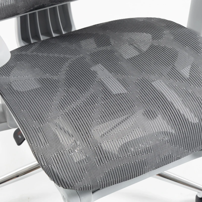 HOMCOM Ergonomic Office Chair with Lumbar Support, 2D Headrest, Mesh Reclining Desk Chair with Footrest, Swivel Wheels, Grey
