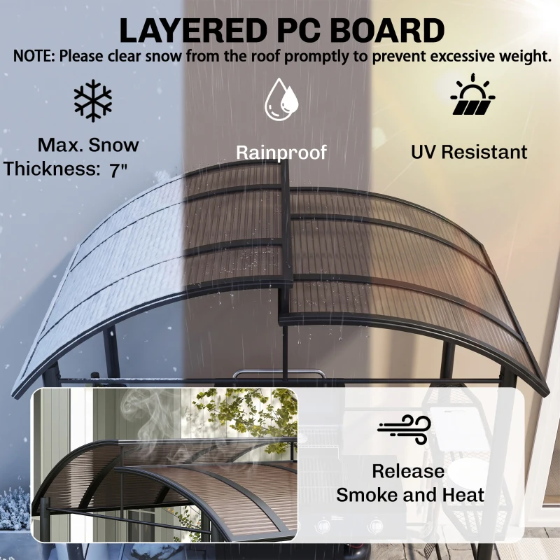 Outsunny 8' x 5' Outdoor Grill Gazebo Canopy Shelter with Vented PC Roof, Side Shleves