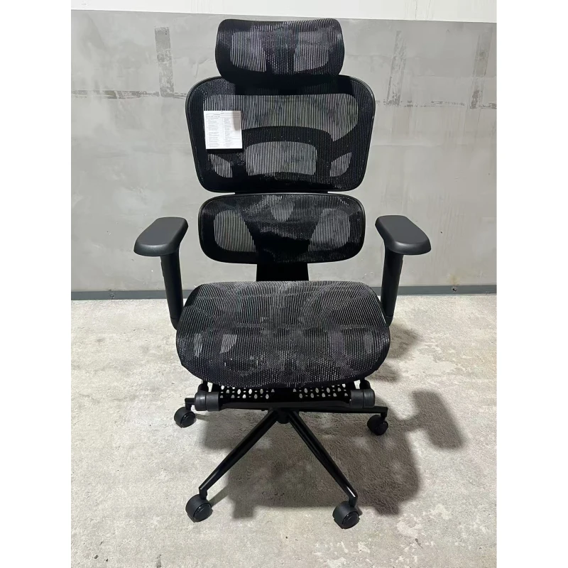 HOMCOM Ergonomic Office Chair with Lumbar Support, 2D Headrest, Mesh Reclining Desk Chair with Footrest, Swivel Wheels, Black