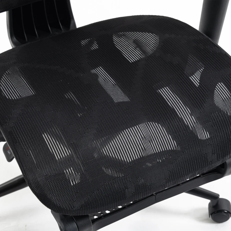 HOMCOM Ergonomic Office Chair with Lumbar Support, 2D Headrest, Mesh Reclining Desk Chair with Footrest, Swivel Wheels, Black