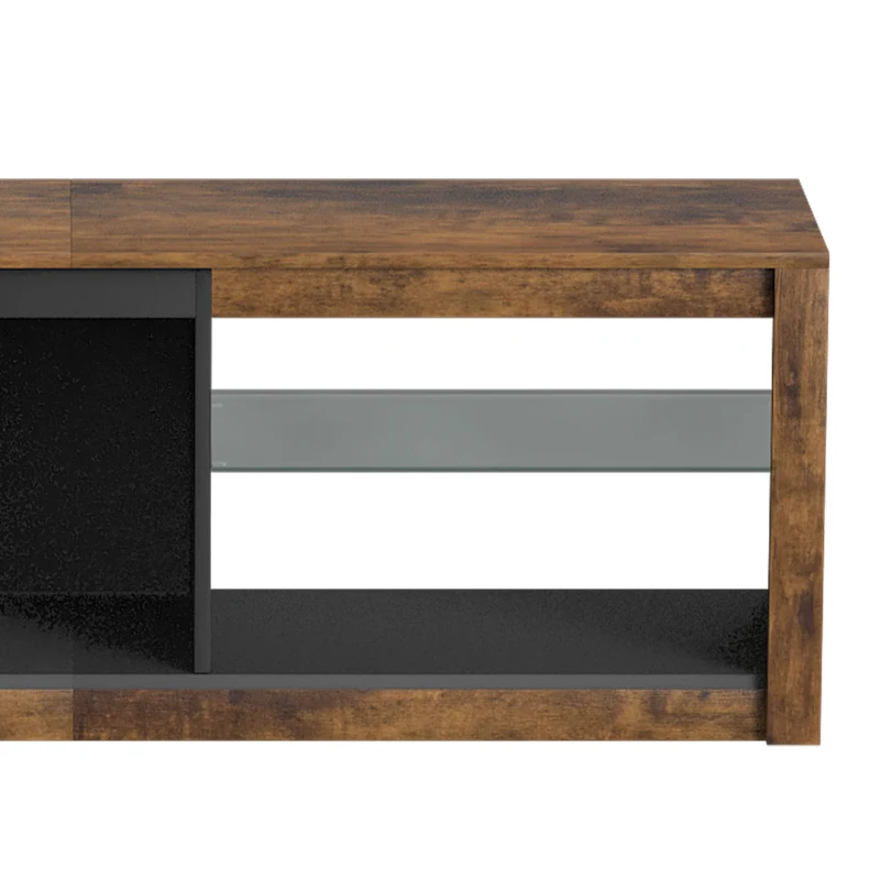 HOMCOM TV Stand Cabinet with LED Lights and Remote Control for TVs up to 65" with Storage Shelves and Compartment Rustic Brown