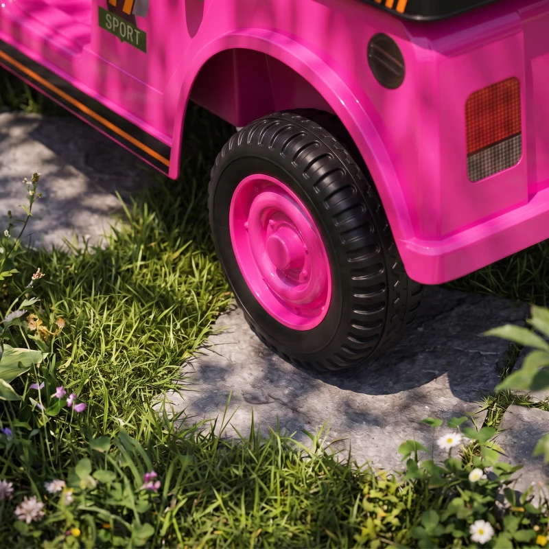 Qaba 24V Kids Golf Cart 2WD 2-Seater with Remote, Soft Start, Rear Suspension, Sunshade, Storage, Gift for 3-6 Years, Pink