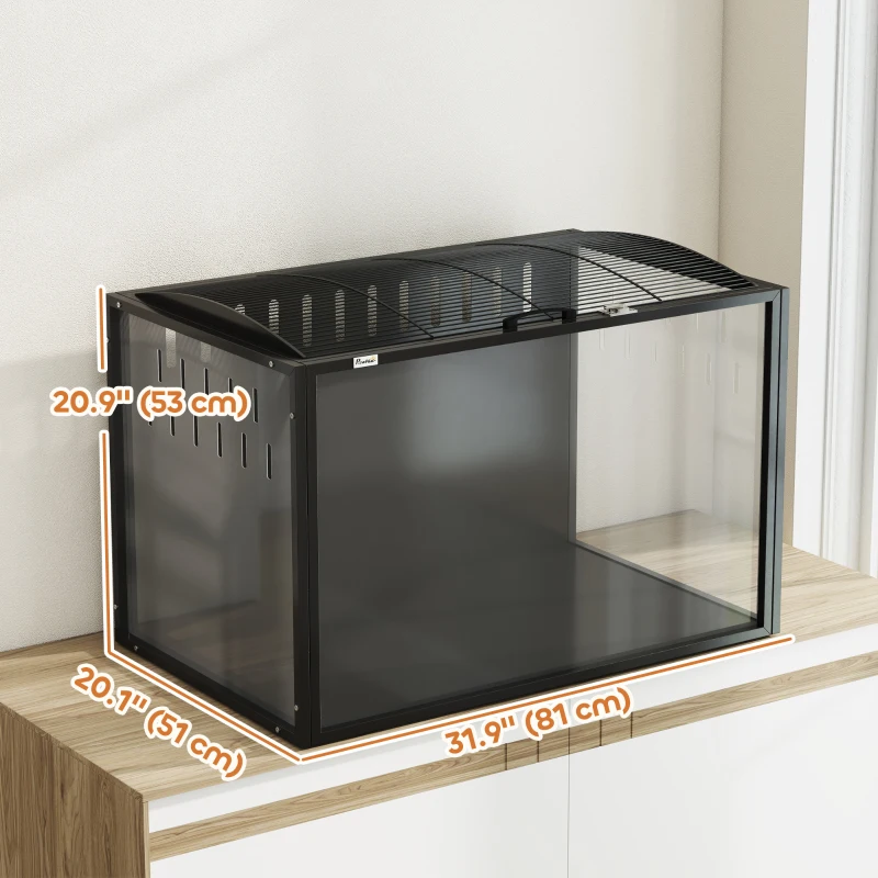 PawHut 31.9" L Hamster Cage, Large Hamster Habitats Steel Frame Chewproof, Deep Bedding Space for Pets Enrichment