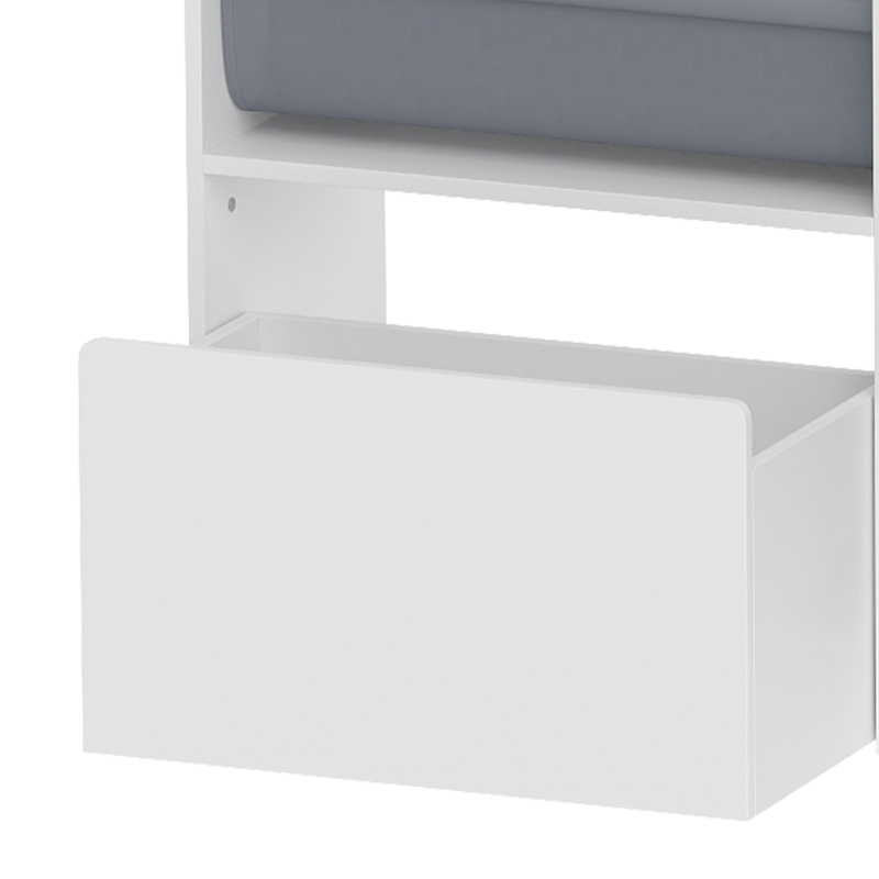 Qaba Kids Toy Storage Organizer, Kids Bookshelf with 8 Fabric Bins, 2 Rolling Drawers, Open Shelves for Kids Room, White