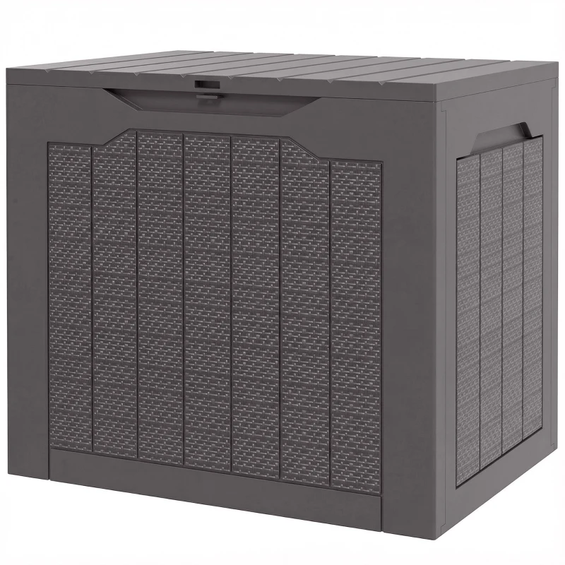 Outsunny 30 Gallon Deck Box, Resin Outdoor Storage Box with Handles, Waterproof and UV Resistant Storage Container
