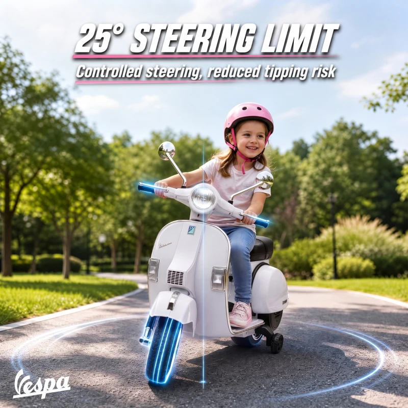 Qaba 12V Kid Motorcycle, Electric Motorbike with Training Wheels, Rear Suspension, Steering Limitation for 3-6 Years, White