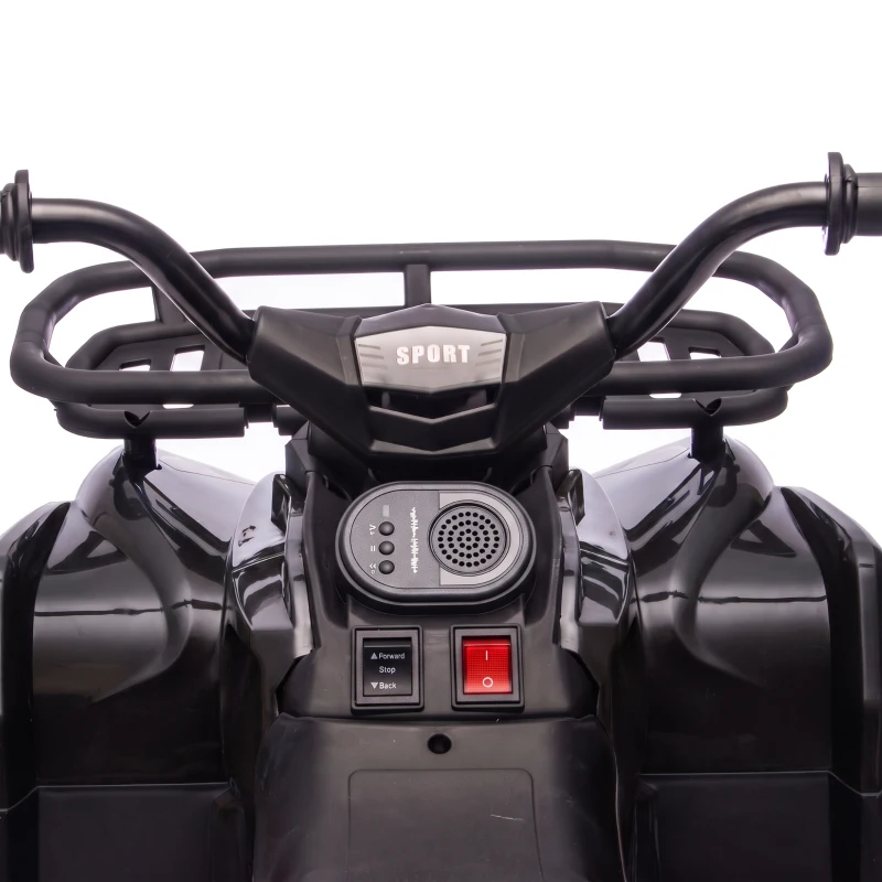 Qaba 12V Kids ATV, Electric Ride On Quad with Dual Motors, Soft Start, Battery Display, Music, Lights for 3-8 Years, Black