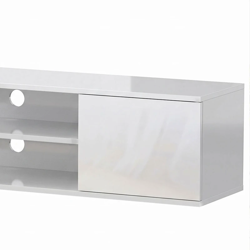 HOMCOM Floating TV Stand Cabinet for TVs up to 60", Wall Mounted TV Unit with Open Shelf, Storage Cupboards, White