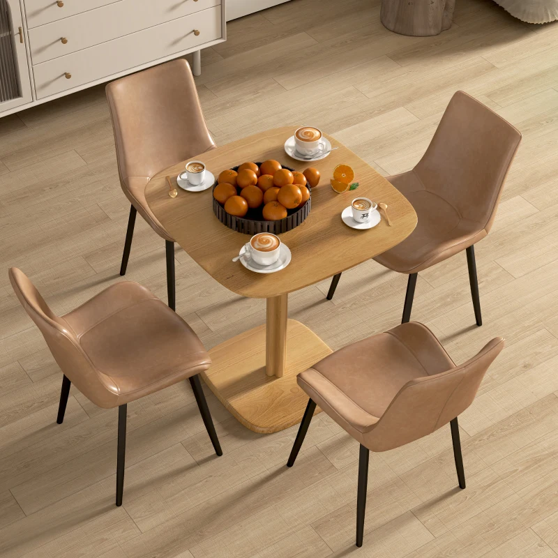 HOMCOM Dining Table for 4 People - Modern Kitchen Table with Wood-Effect Top, 27.6" x 27.6", Natural Wood