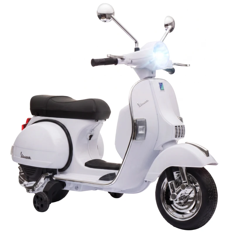 Qaba 12V Kid Motorcycle, Electric Motorbike with Training Wheels, Rear Suspension, Steering Limitation for 3-6 Years, White