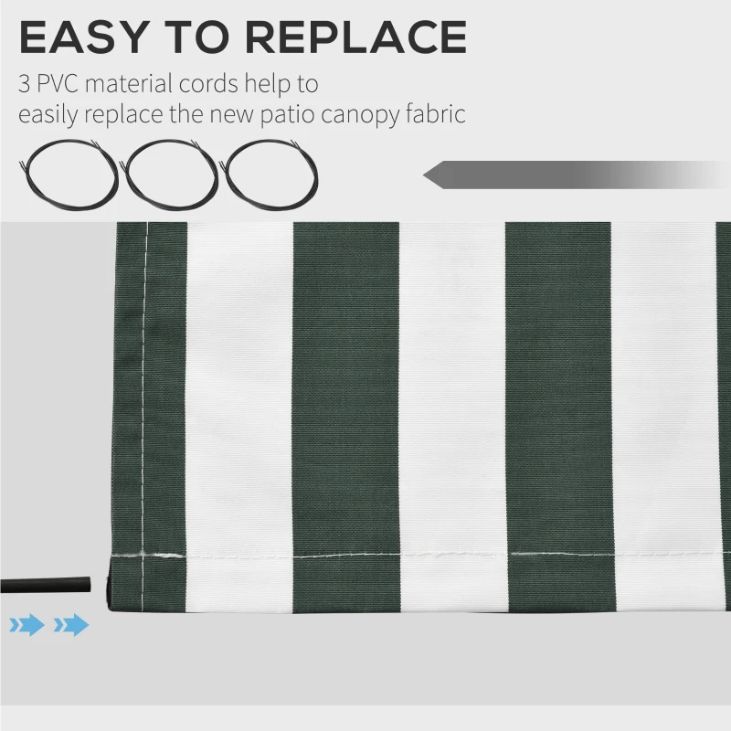 Outsunny 11' x 10' Retractable Awning Fabric Replacement Outdoor Sunshade Canopy Awning Cover, UV Protection, Green and White