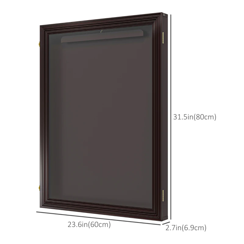 HOMCOM 24" x 32" Hockey Jersey Frame, Jersey Shadow Box for Basketball, Football, Baseball, Brown