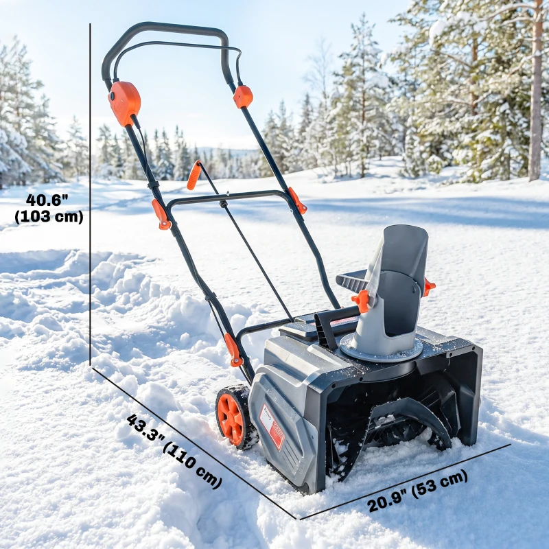 Outsunny 40V 18" Cordless Snow Blower with PU Auger, 1400W Brushless Motor, 12" Depth, Two 4.0Ah Batteries, A Fast Charger