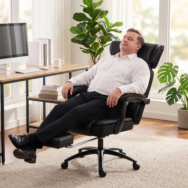 HOMCOM Big and Tall Office Chair with Adjustable Headrest, 500 lbs, Wide Seat, Lumbar Support, Desk Chair, Footrest