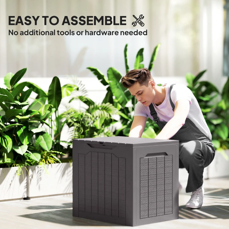 Outsunny 30 Gallon Deck Box, Resin Outdoor Storage Box with Handles, Waterproof and UV Resistant Storage Container