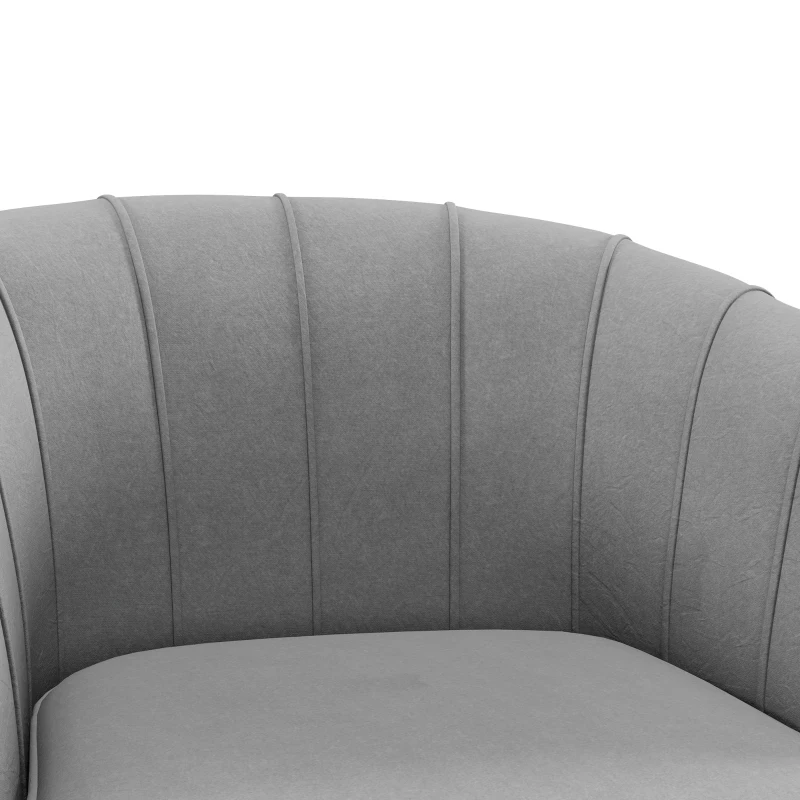 HOMCOM Fabric Armchair, Modern Accent Chair with Gold Metal Legs for Living Room, Bedroom, Home Office, Grey