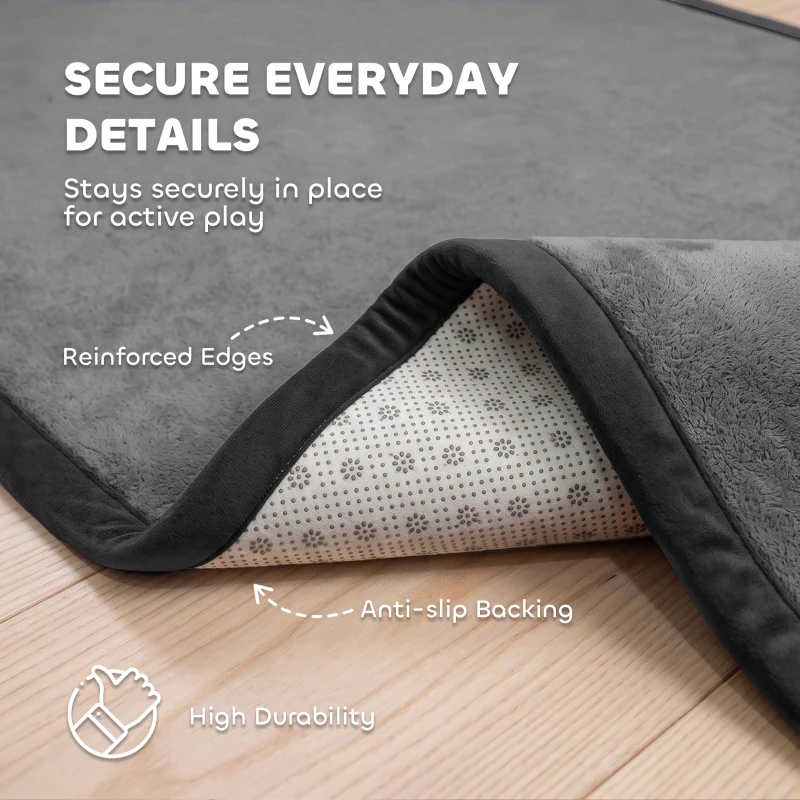 Qaba 1.2" Thick Baby Play Mat, 110" x 79" Playpen Mat, Non-Slip, Water-Resistant, Soft Flannel for Crawling, Dark Gray