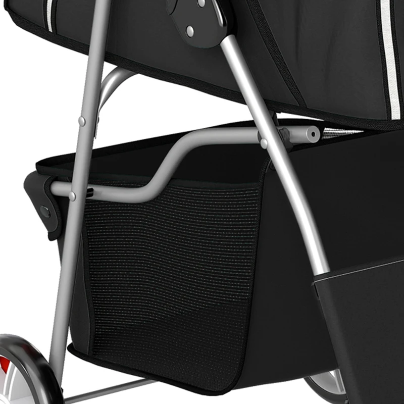 PawHut Pet Stroller with Reflective Strips, Foldable Cat Stroller with 360° Swivel Wheels for Small Dogs and Cats, Black