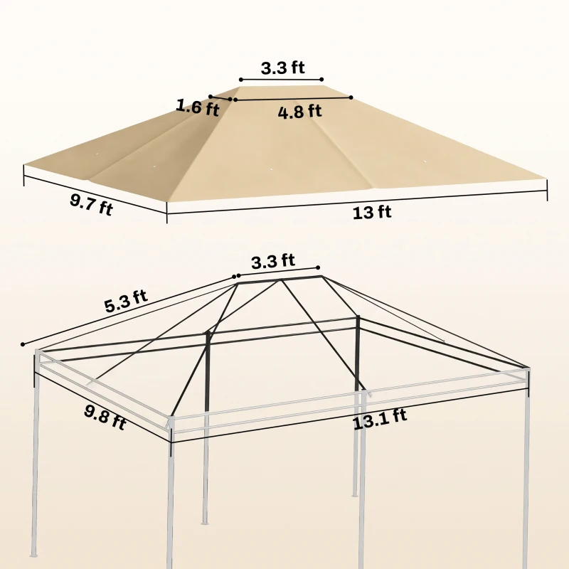 Outsunny 10' x 13' Gazebo Canopy Replacement Roof for 84C-116, Khaki