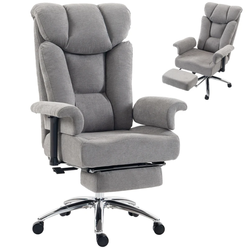 HOMCOM 550lbs Big and Tall Office Chair, Heavy Duty Executive Desk Chair with Adjustable Padded Armrests and High Back, Grey