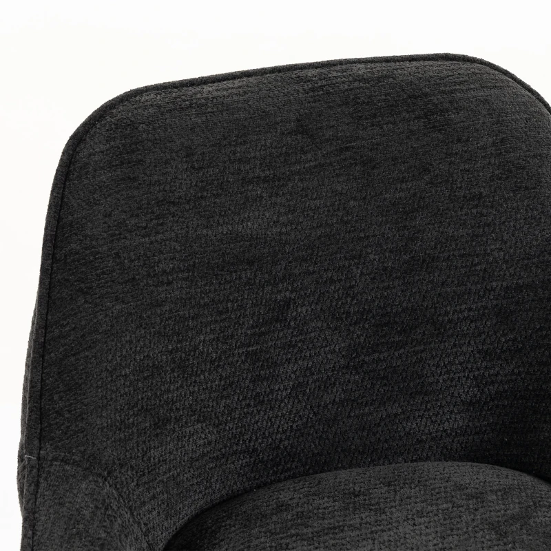 HOMCOM Bar Stools Set of 2 Chenille Barstools Counter Height Bar Chairs Backrest Footrest Black