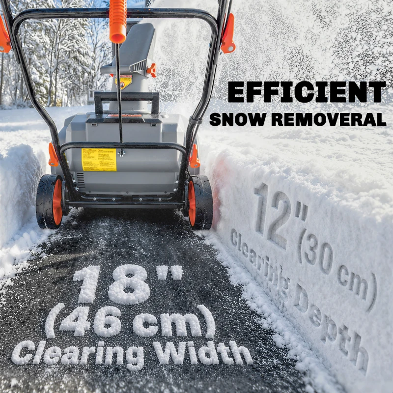 Outsunny 40V 18" Cordless Snow Blower with PU Auger, 1400W Brushless Motor, 12" Depth, Two 4.0Ah Batteries, A Fast Charger