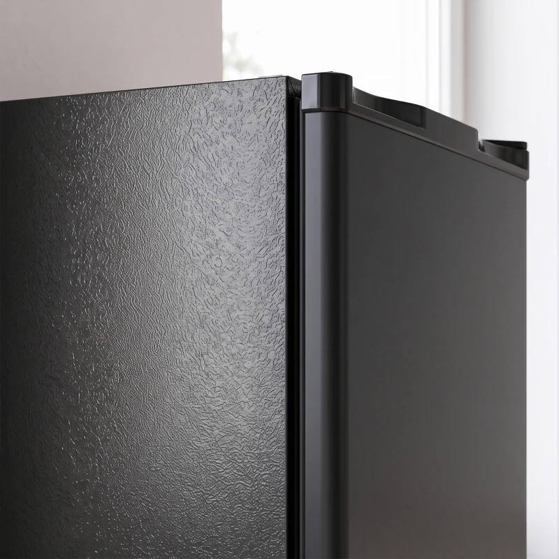 HOMCOM 3.2 Cu Ft Mini Fridge with Chiller Box, Single Door Compact Refrigerator, Adjustable Thermostat, Reversible Door, Black