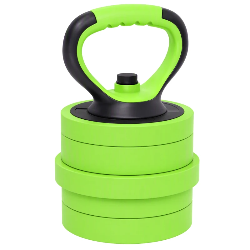 Soozier 44lbs 4-in-1 Adjustable Weight Dumbbell Set, Barbell, Kettlebell, Push Up Stand, Green