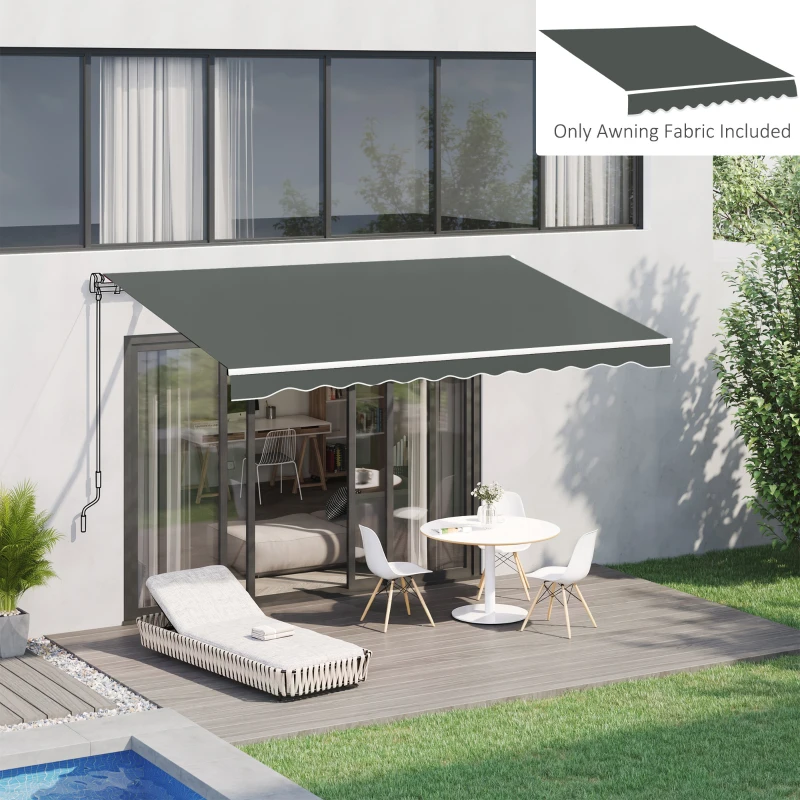 Outsunny 13' x 8' Retractable Awning Fabric Replacement Outdoor Sunshade Canopy Awning Cover, UV Protection, Grey