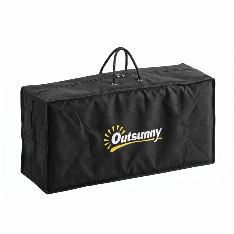 Outsunny Portable Outdoor Rug with Carry Bag, 9' x 12' Reversible Mat, Waterproof Plastic Straw RV Rug for Backyard, Deck, Picnic, Beach, Camping, Grey & White