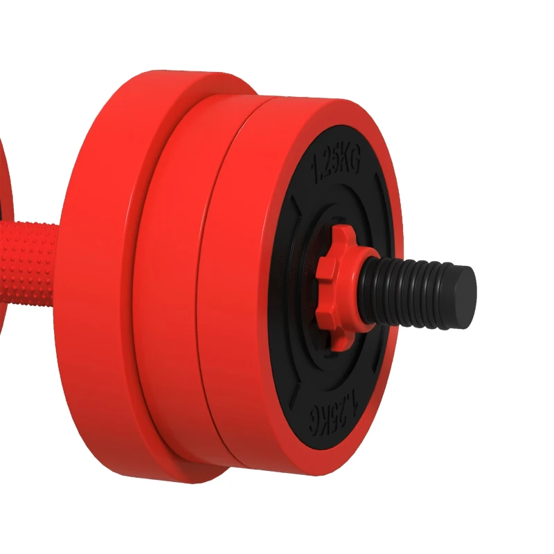 Soozier 44lbs 4-in-1 Adjustable Weight Dumbbell Set, Barbell, Kettlebell, Push Up Stand, Red
