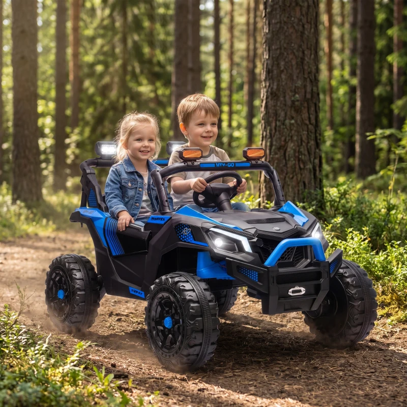 Qaba 24V 2 Seater Ride On Truck Car for Big Kids with Remote Control, Dual Motors, 4-Wheel Suspension for Ages 3-8, Blue