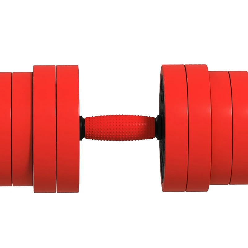 Soozier 44lbs 4-in-1 Adjustable Weight Dumbbell Set, Barbell, Kettlebell, Push Up Stand, Red