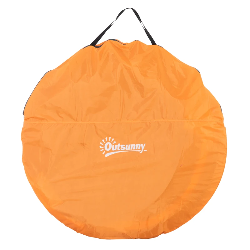 Outsunny 3 Person Camping Tent, Easy Pop Up Tent with Doors, Windows and Carry Bag, Automatic Setup Tent for Hiking, Orange