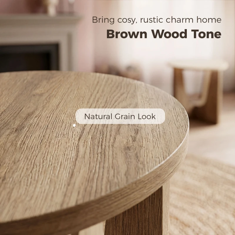 HOMCOM Round Side Table, Compact End Table with Unique Curved Legs for Living Room, Study, Coffee Wood Effect